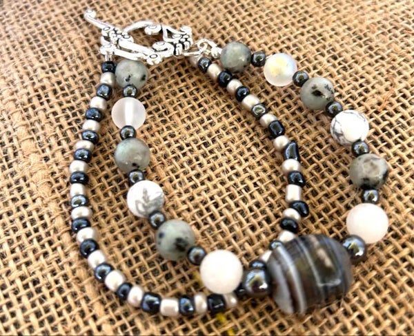 Botswana agate double strand bracelet