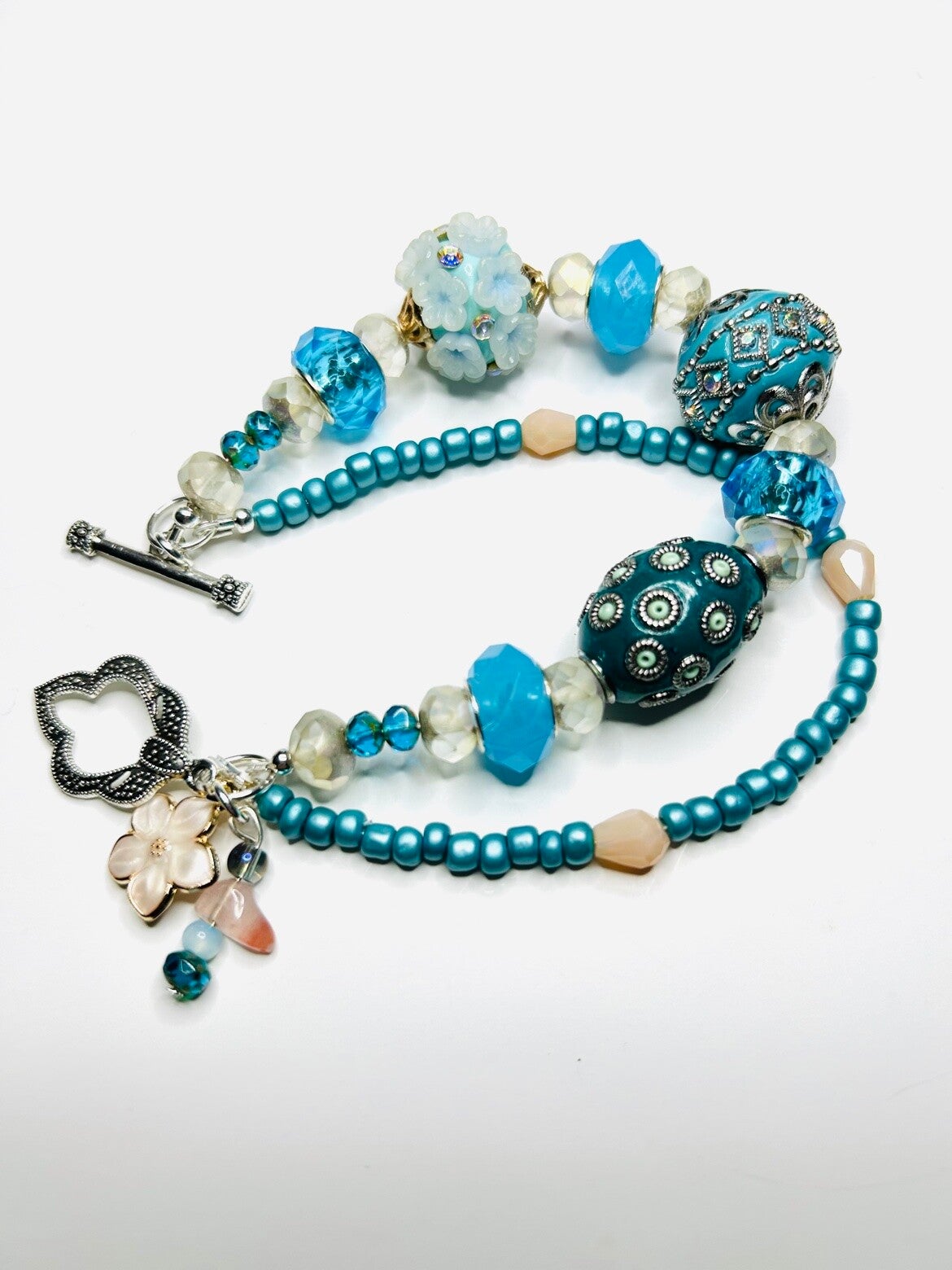 Double strand turquoise Jesse James beaded bracelet