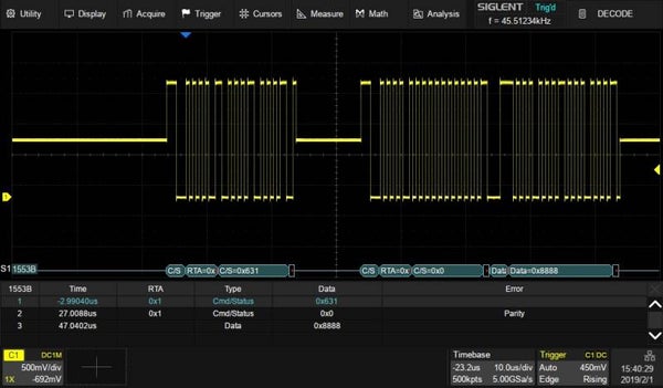 Siglent SDS2000XP-MIL1553B serial triggering and decoding license