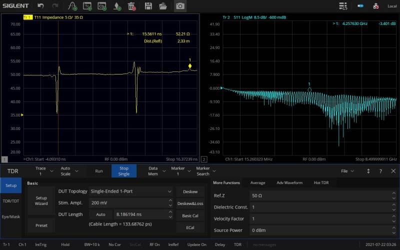 Siglent SNA5000-TDR Enhanced Time-Domain / TDR