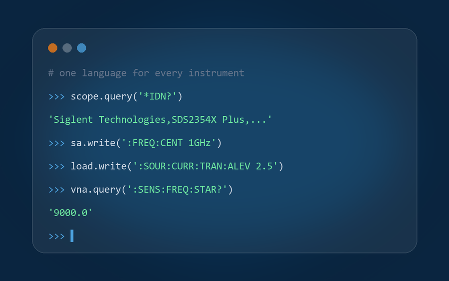 Python SCPI remote-control example on Siglent instruments