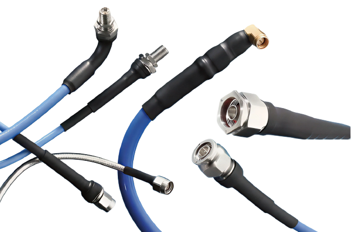 Assorted RF connectors — SMA, N-type, 2.92 mm and right-angle types