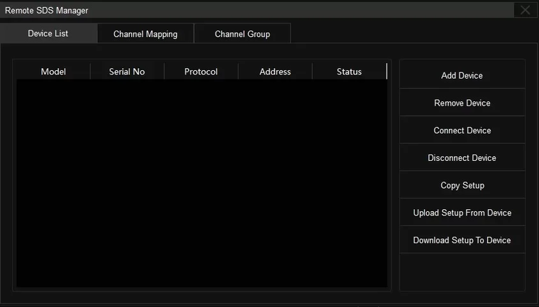 SigScopeLab Remote SDS Manager device list