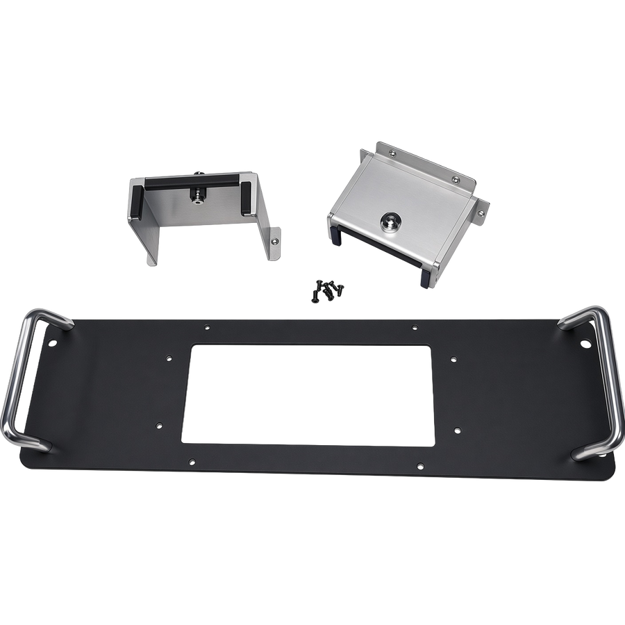 Siglent SDG-RMK rack mount kit contents: 19-inch shelf plate with handles, two support brackets and fixing screws