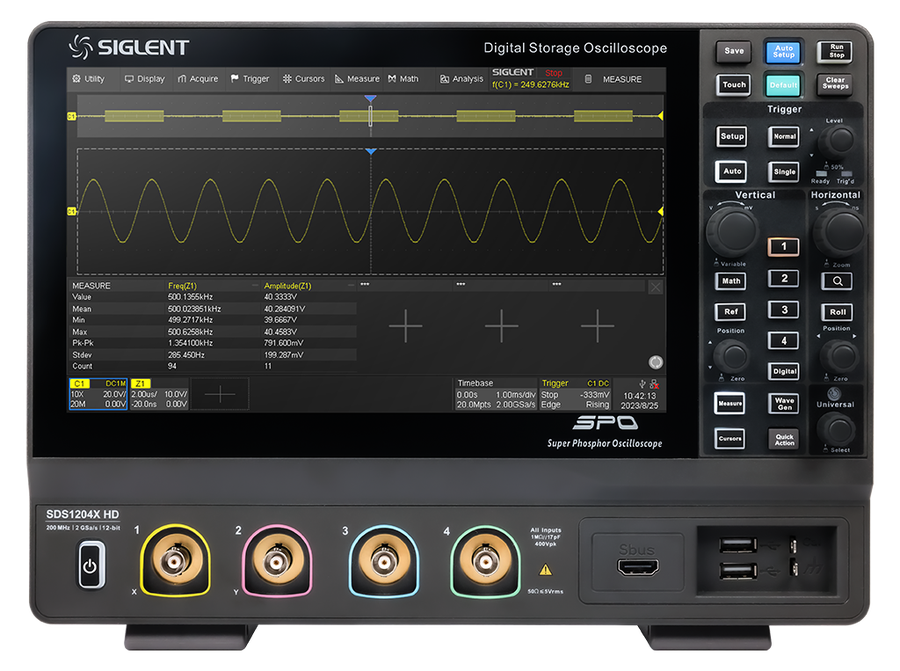 Siglent SDS1000X HD 12-bit oscilloscope front view