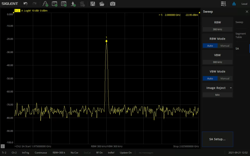 Siglent SNA5000-SA Spectrum Analyzer Function