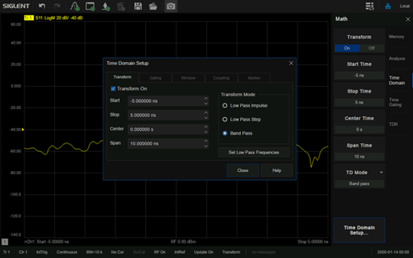 Siglent SNA5000-TDA — Time-Domain Analysis option (SNA5000X-E / SNA5000A)