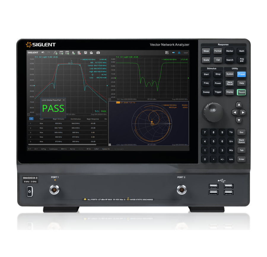 Siglent SNA5000X-E vector network analyzer front view