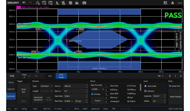 SNA6000A TDR eye-diagram and mask test for signal integrity