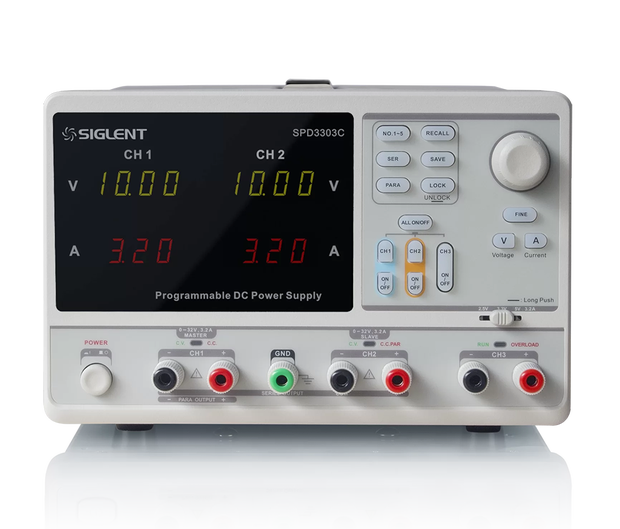 Siglent SPD3303C LED display and front panel