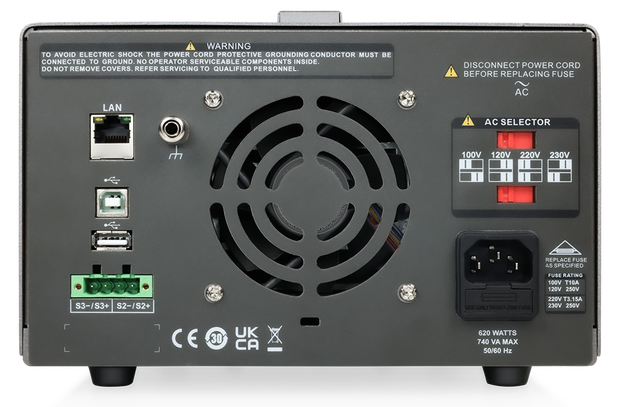 Siglent SPD4121X — rear — lan, usb and remote sense