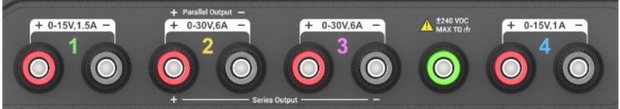 Siglent SPD4121X output terminals showing series and parallel pairing