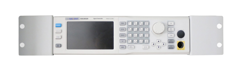 Siglent SSG-RMK rack mount kit with an SSG3032X signal generator installed, front view