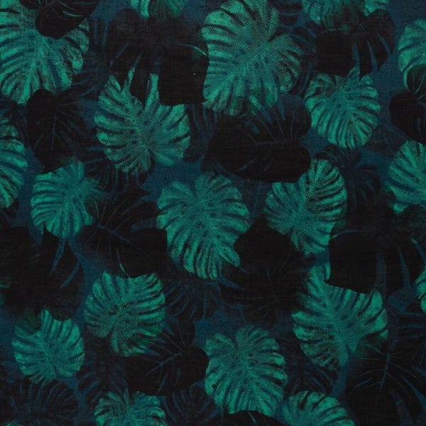 15,90EUR/m Webware luftig leicht Jungle Network Monstera Blätter Thorsten Berger grün petrol