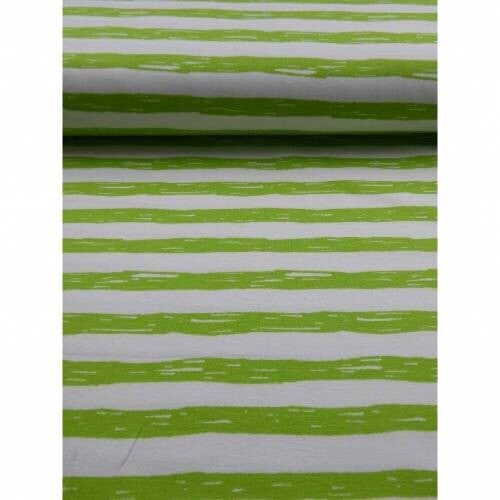 11,90EUR/m Jersey Painted Stripes in weiß/lime
