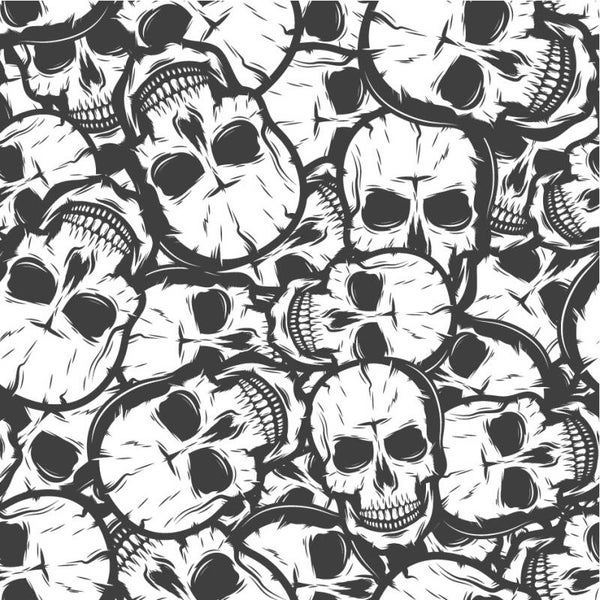 12,90EUR/m Baumwolldruck Webware Totenkopf Skulls in schwarz-weiß