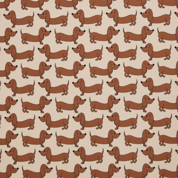 16,90EUR/m VORBESTELLUNG!! Outdoorstoff Happy Collection Dackel auf hellbeige by Cherry Picking