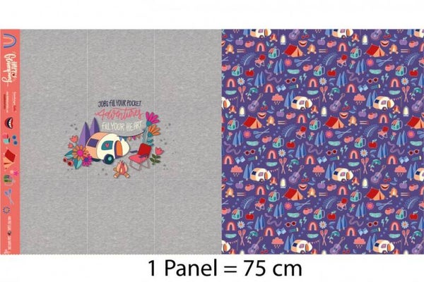 19,90EUR/Stück Jersey Panel Happy Glamping von Hamburger Liebe grau