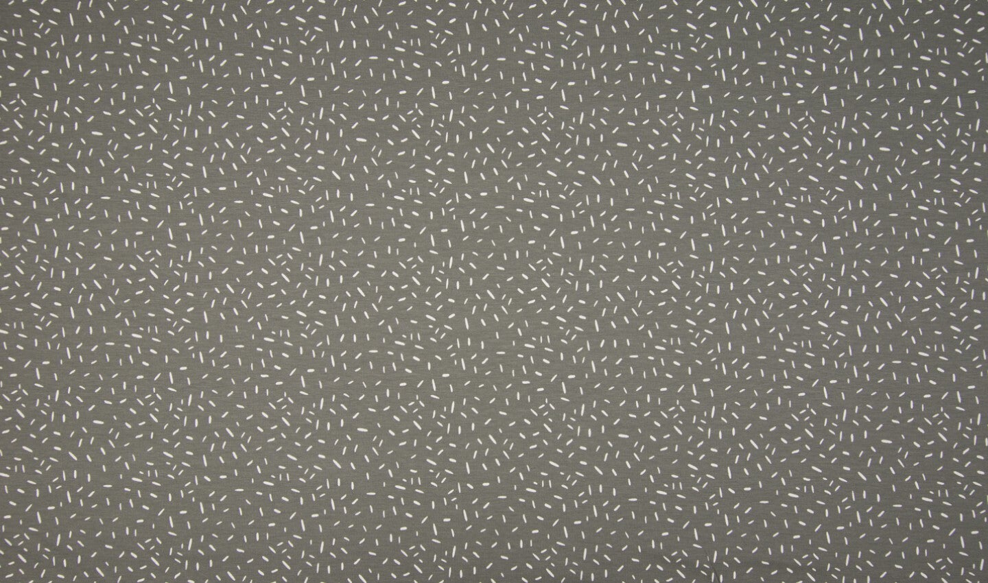 11,90EUR/m Baumwolljersey Konfetti weiße unregelmäßige Striche auf grau