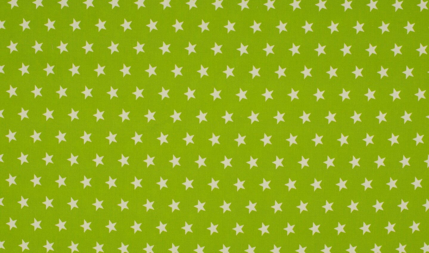 7,50EUR/m Baumwoll-Webware Sterne auf hellgrün lime