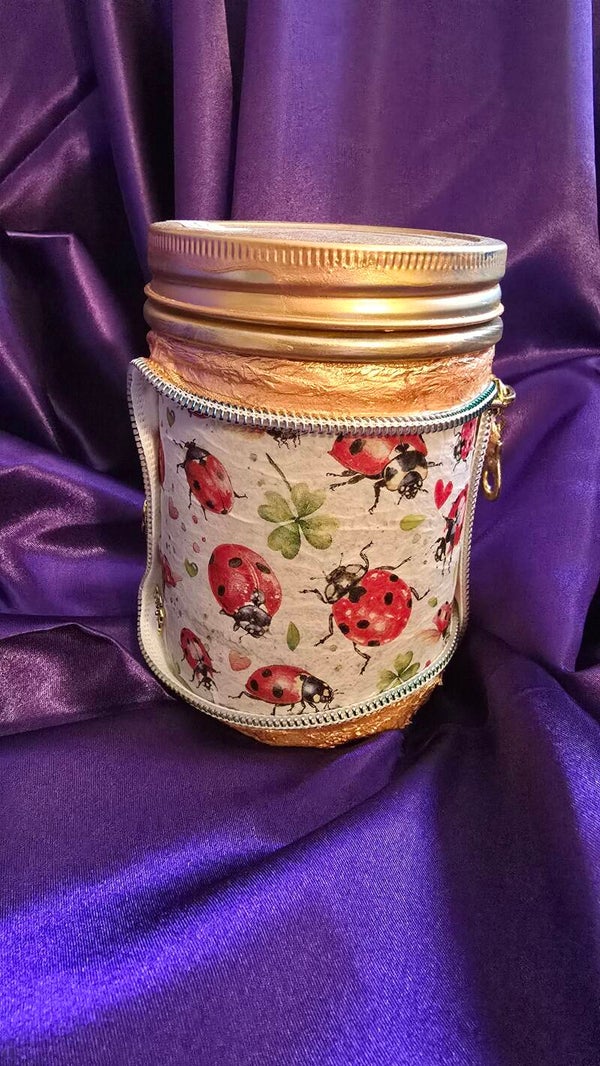 Schraubglas klein mit Glückskäfern (LED möglich)