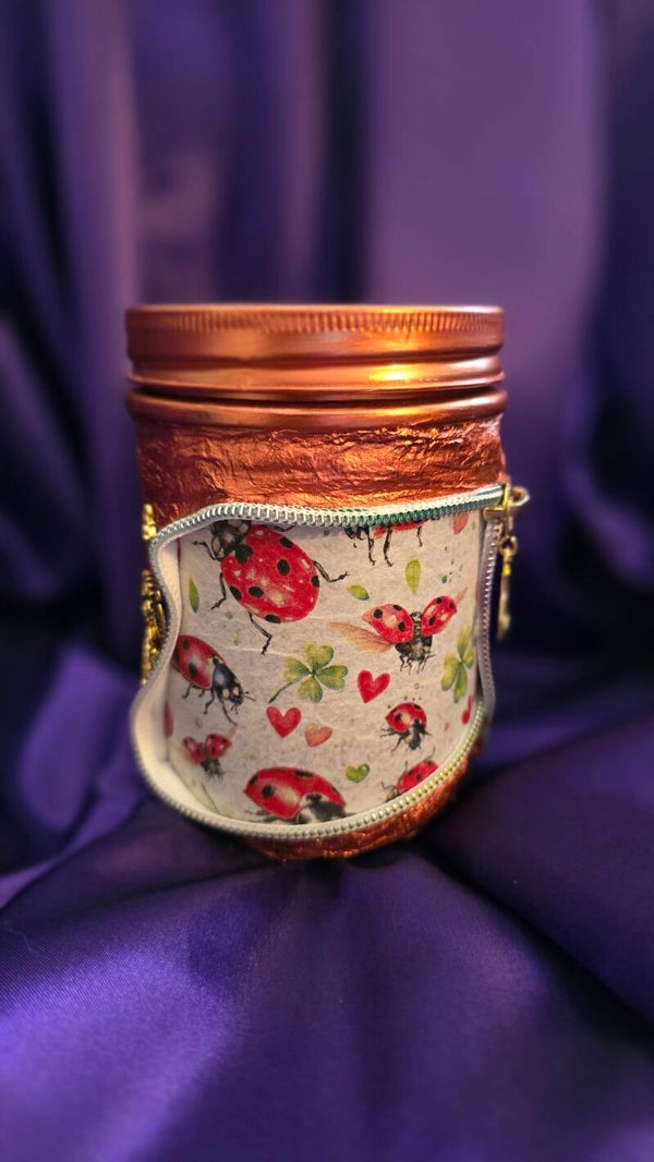 Schraubglas klein mit Glückskäfer-Motiv (LED möglich)