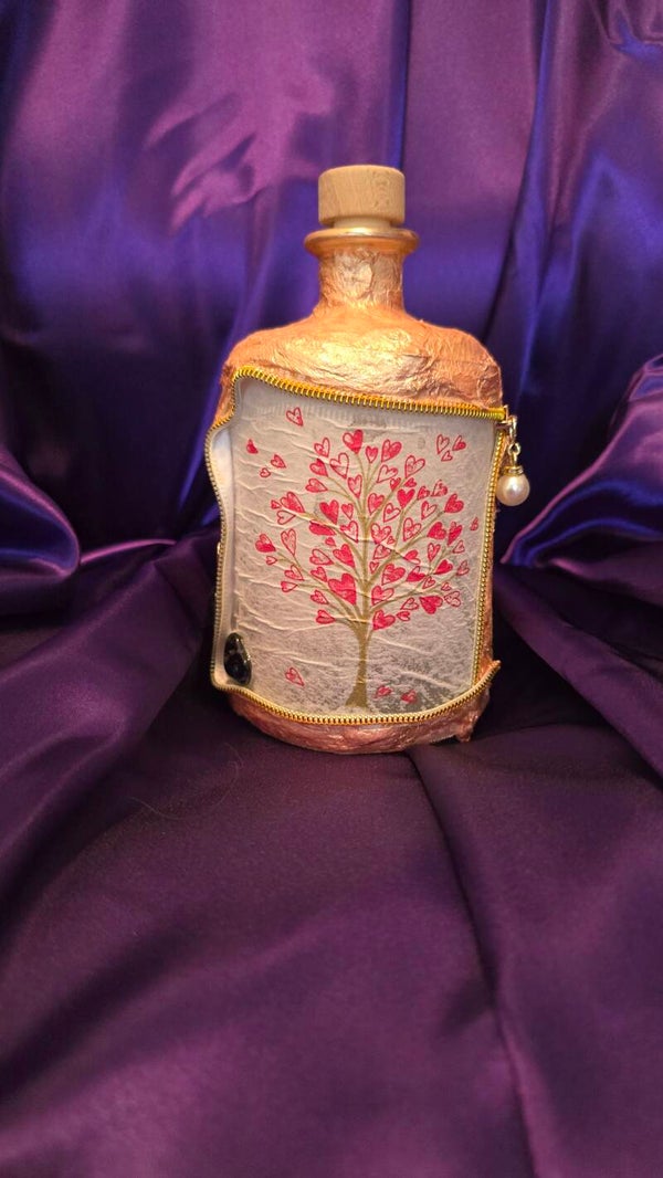 Bauchflasche mit Herzbaum-Motiv (LED möglich)