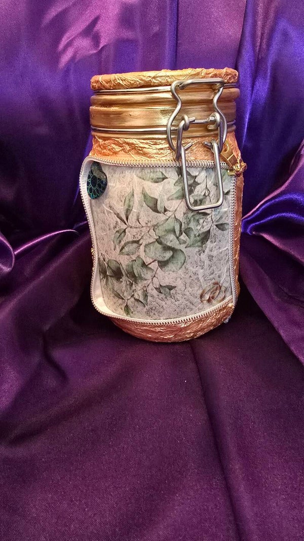 Drahtbügelglas, gold mit Hochzeits-Motiv