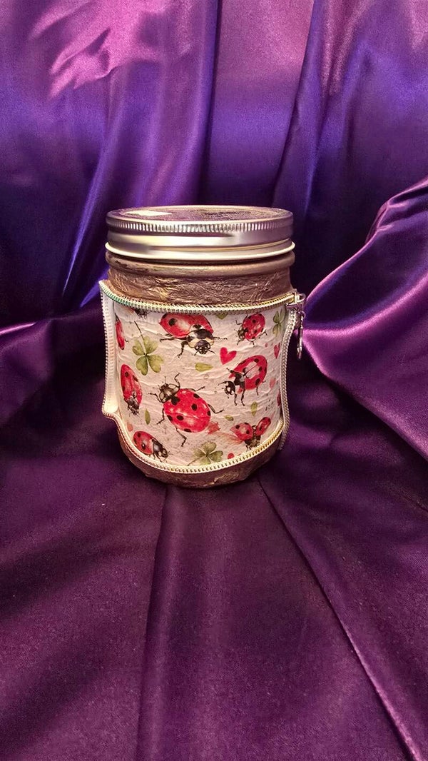 Schraubglas klein mit Glückskäfer-Motiv (LED möglich)