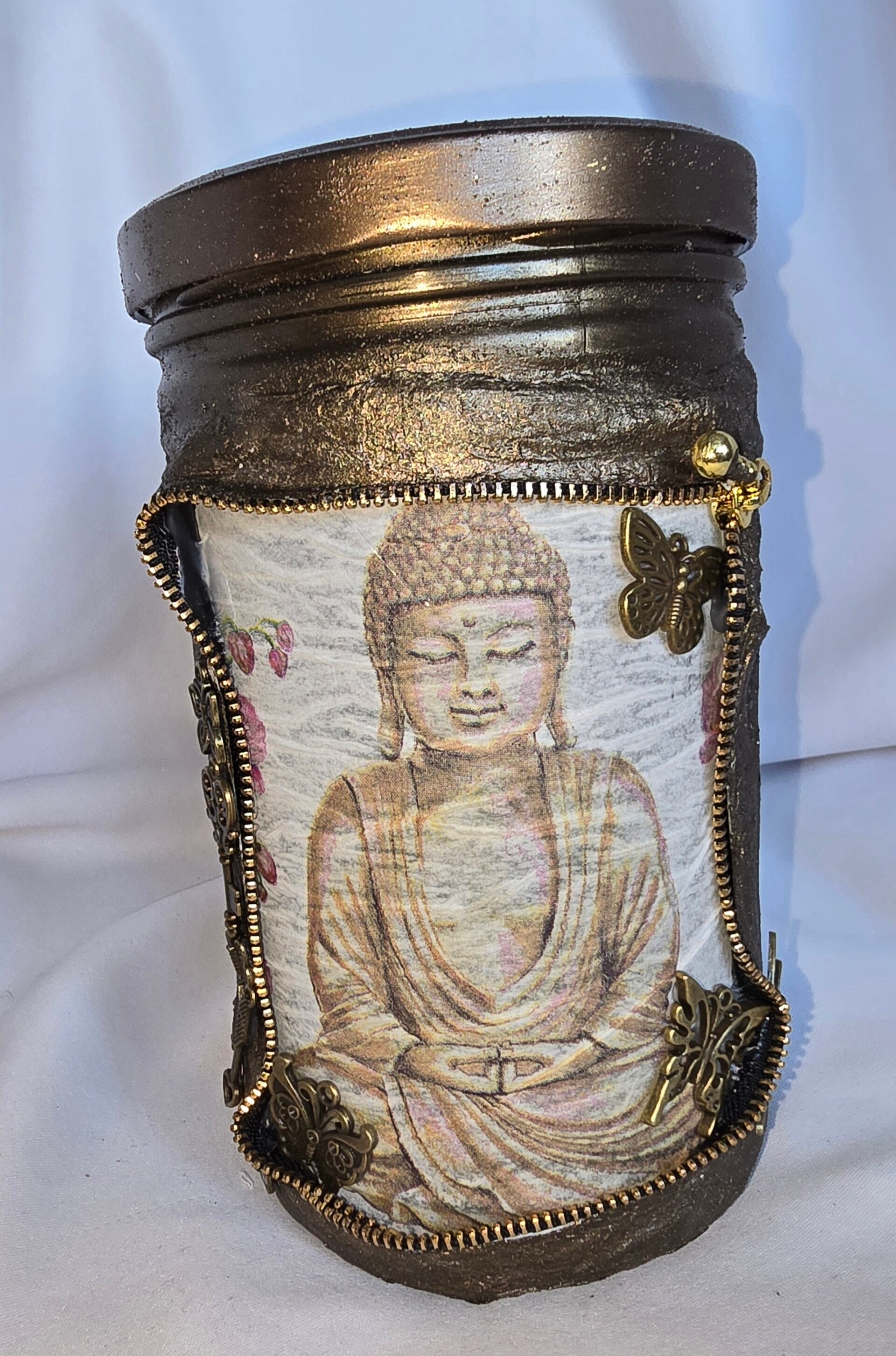 Schraubglas mit Buddha-Motiv (LED möglich)