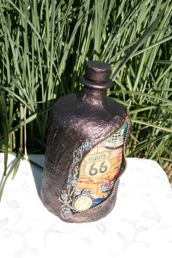 Bauchflasche mit Route 66-Motiv (LED möglich)