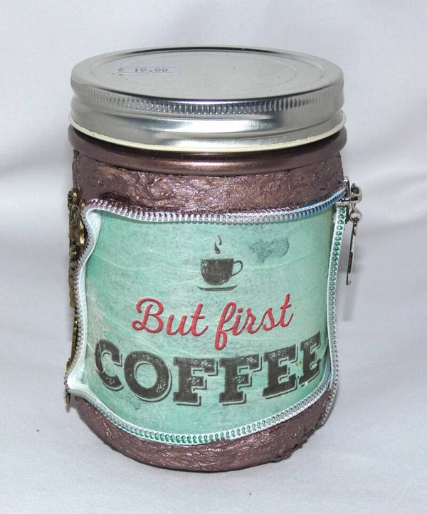 Schraubglas klein mit Coffee-Motiv (LED möglich)