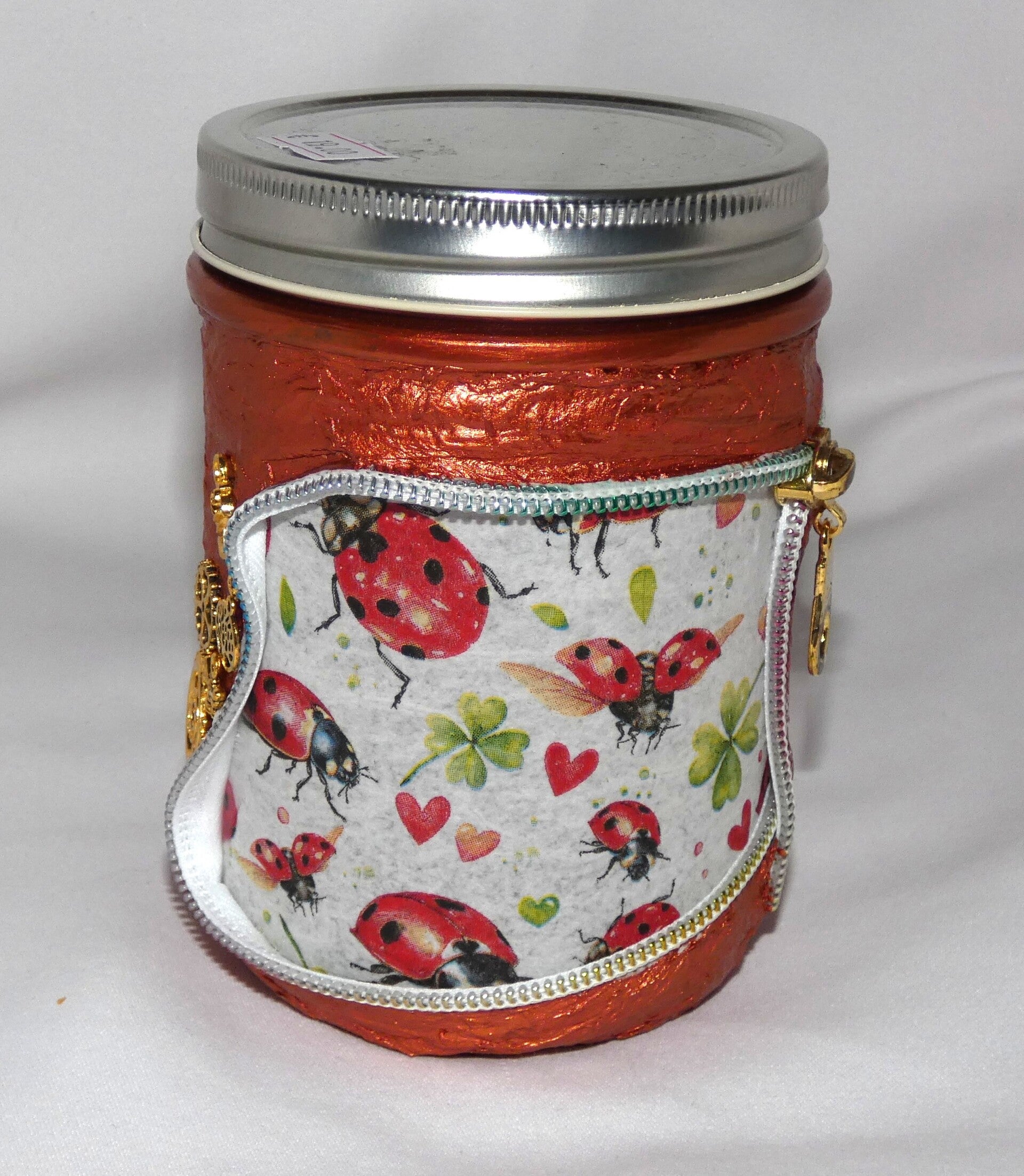 Schraubglas klein mit Glückskäfer-Motiv (LED möglich)