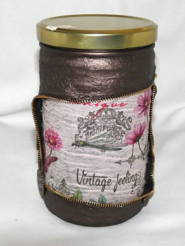 Schraubglas mit Vintage-Motiv (LED möglich)