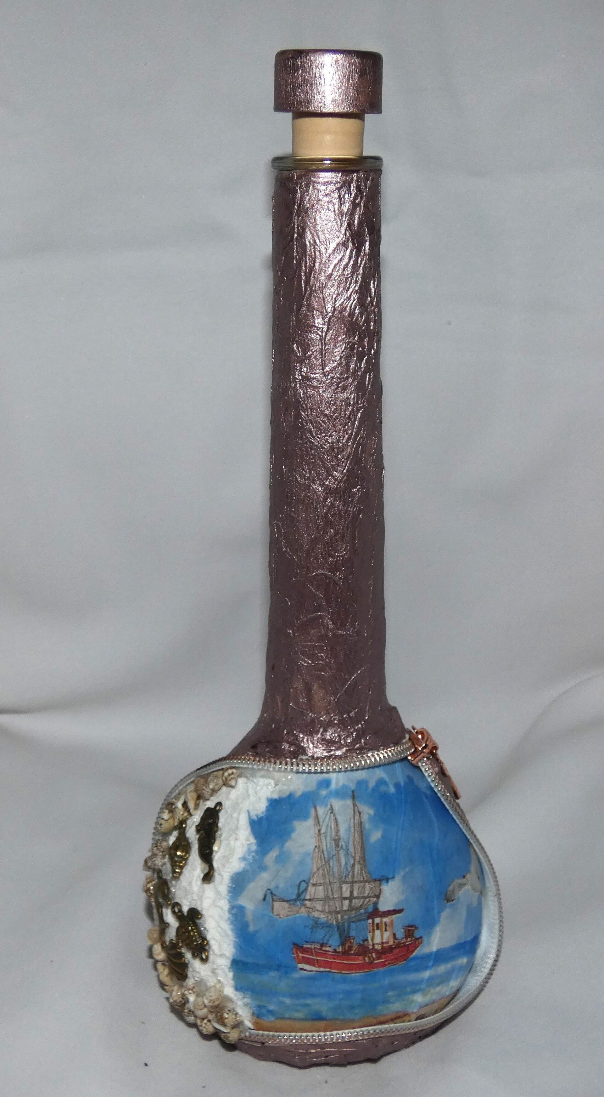 Aladdin-Flasche mit Segelschiff und Strand - LED möglich