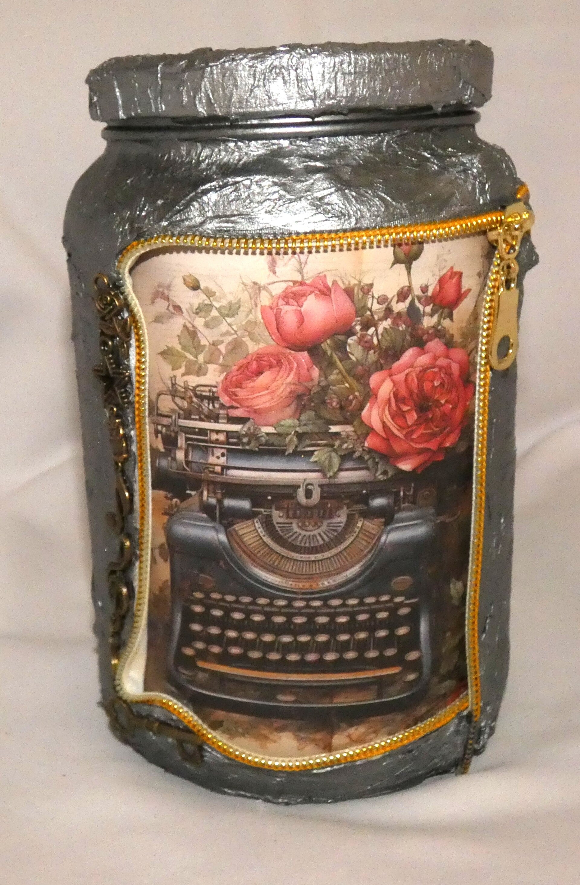 Schraubglas groß mit Schreibmaschine