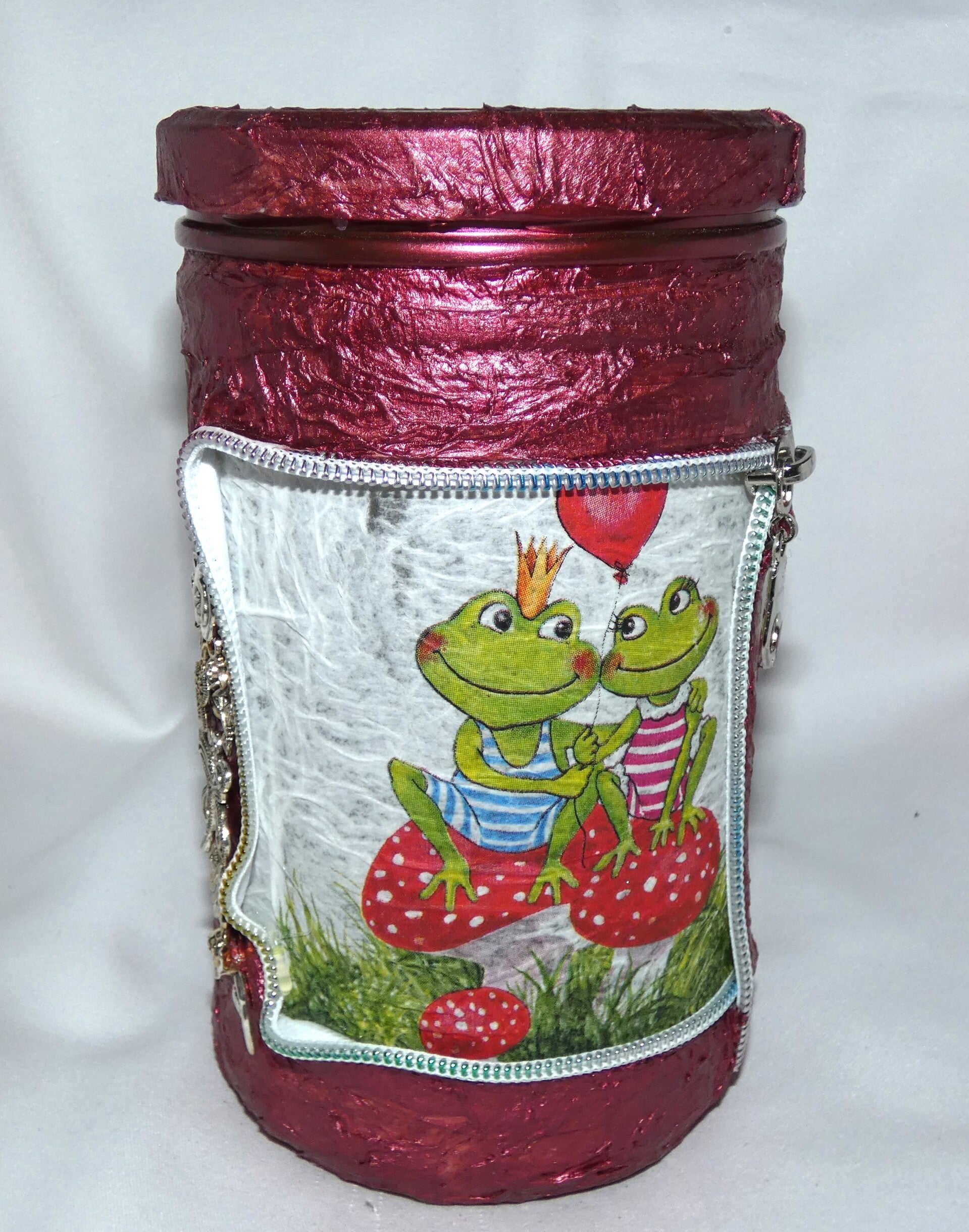 Schraubglas mit Liebesfrosch-Motiv (LED möglich)