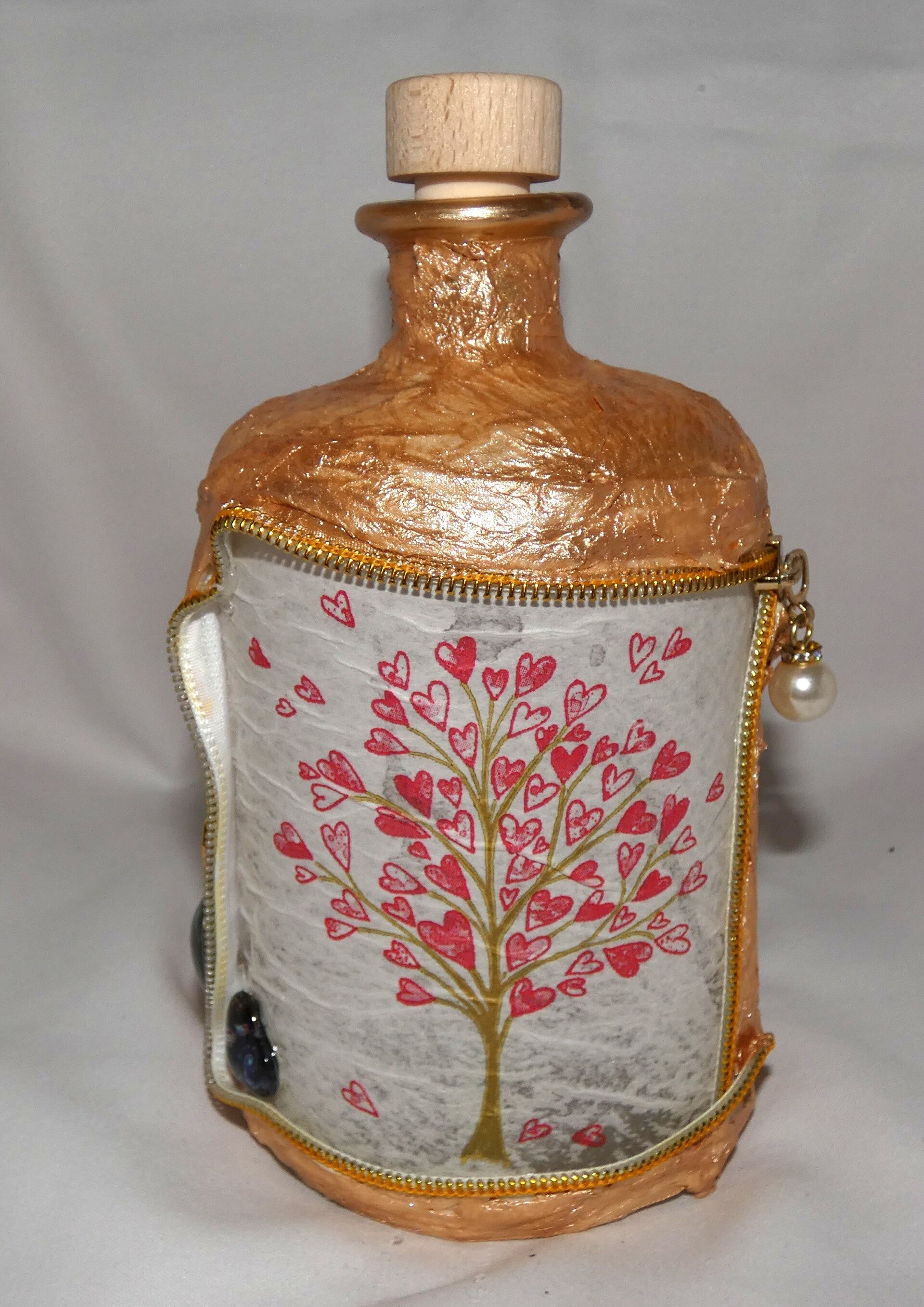 Bauchflasche mit Herzbaum-Motiv (LED möglich)