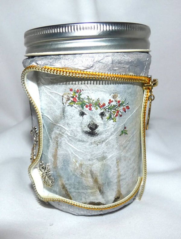 Schraubglas klein mit Eisbär (LED möglich)