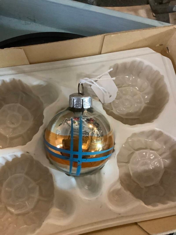 X Bal 5 cm ruit goud/blauw