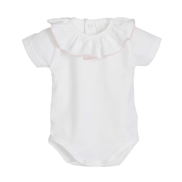 Romper met kraag en roze bies