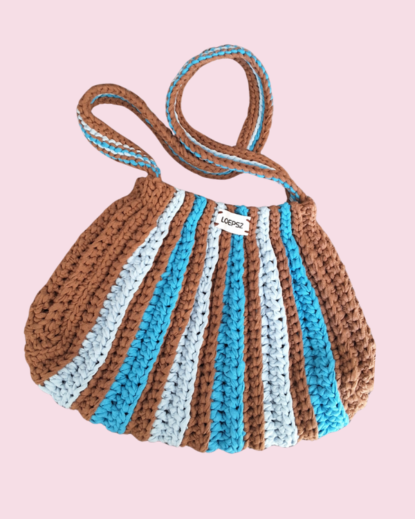 YARA. - Crossbody - bruin/ blauw gestreept