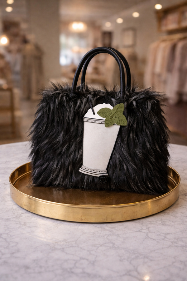 Black fur purse