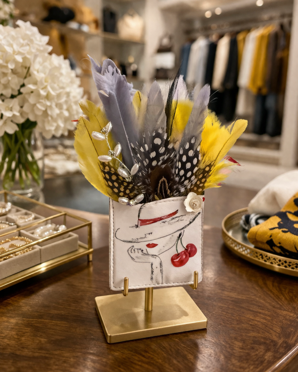 Yellow white and gray pocket square