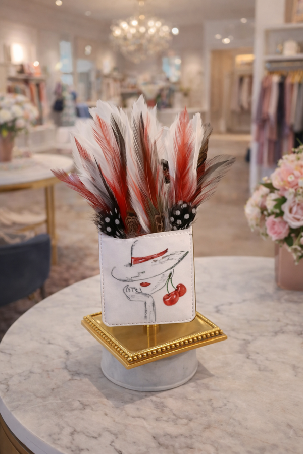 Red, white and black pocket square