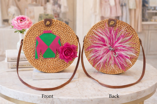 Hot pink/Green Jockey Silk Raton round purse