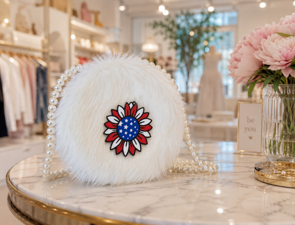 White Pearl Patriotic Purse