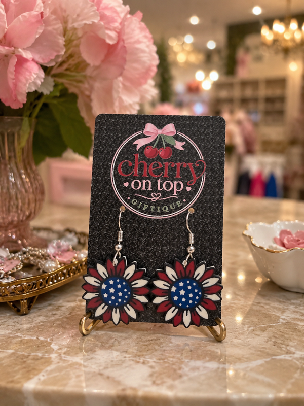 Patriotic, sunflower earrings