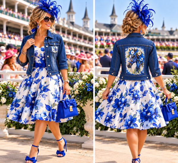 Blue Ribbon Beauty – Kentucky Derby Denim Jacket
