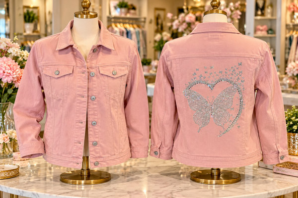 Dolly Parton Inspired – Rhinestone Butterfly Denim Jacket 🦋💕✨
